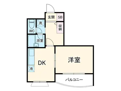 エスパル汐見(1DK/2階)の間取り写真