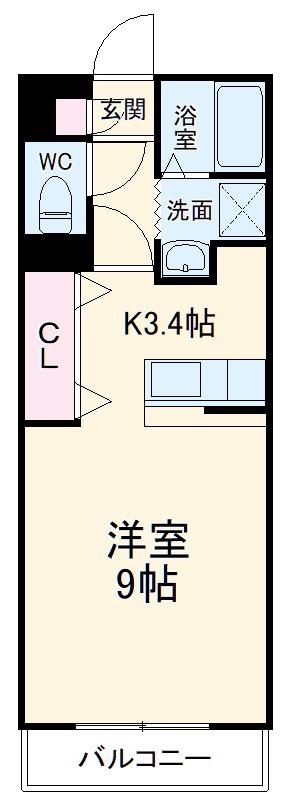 グランストーク宙(1K/2階)の間取り写真
