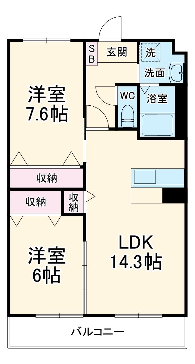 フォルトゥーナ(2LDK/2階)の間取り写真