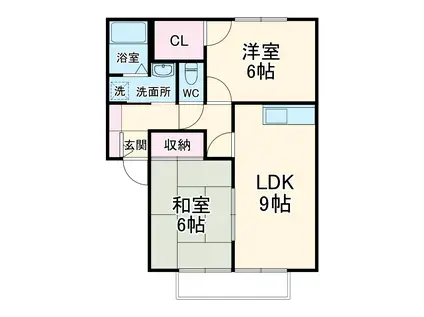 サンフィル高橋B(2LDK/1階)の間取り写真