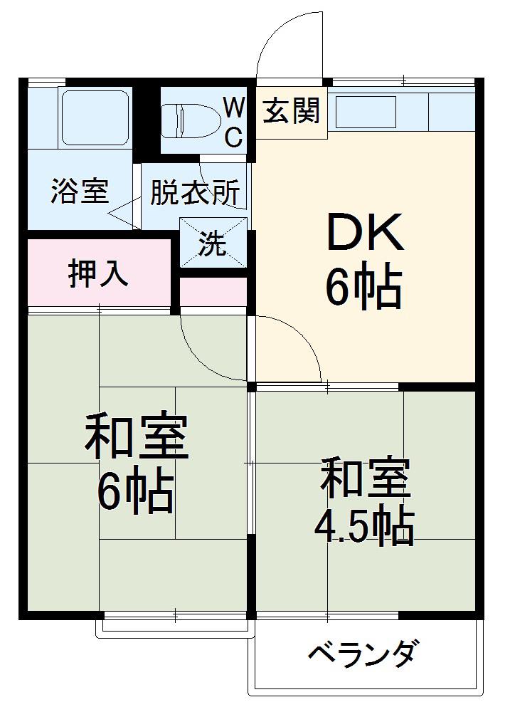第1コーポ富士(2DK/2階)の間取り写真