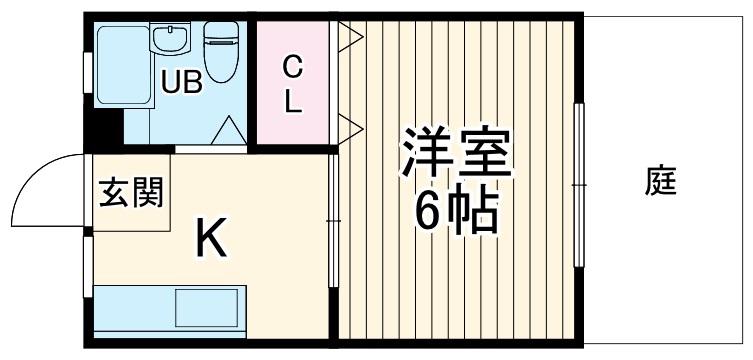 コスモAOI湘南台Ⅱ(1K/1階)の間取り写真