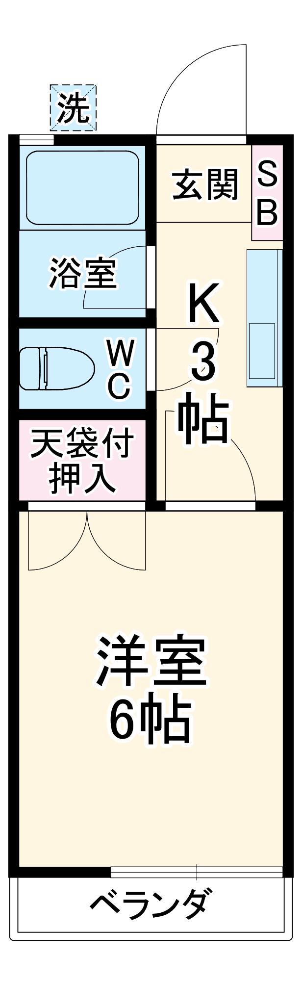 第10アオイビル(1K/2階)の間取り写真