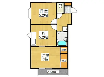ヌカリヤハイツ(2K/3階)の間取り写真
