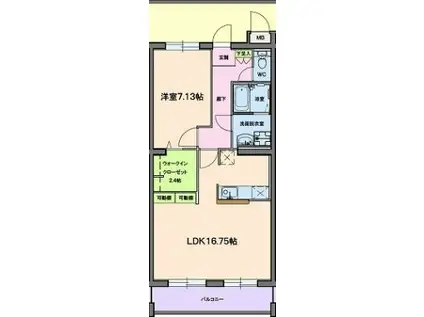 グランストーク富丘(1LDK/1階)の間取り写真