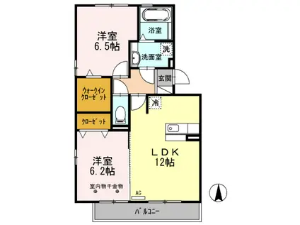 ウィスタリア(2LDK/3階)の間取り写真