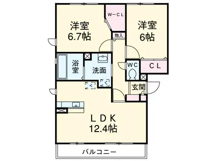 フェリーチェ湘南 Ⅰ(2LDK/3階)の間取り写真