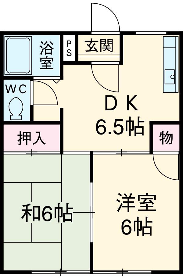 パークハイム(2DK/1階)の間取り写真