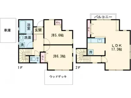 東急田園都市線 用賀駅 徒歩16分 2階建 築14年(2LDK)の間取り写真