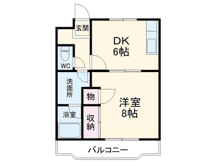 メルベーユ籠上Ⅰ(1DK/2階)の間取り写真