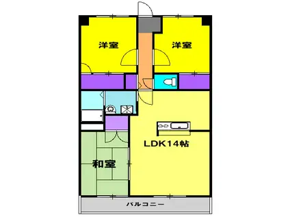 ソシア竜南(3LDK/1階)の間取り写真
