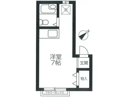 ドミール・ホワイト(ワンルーム/2階)の間取り写真