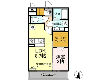ルミエール(1LDK/2階)の間取り写真