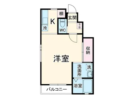 ハイムカープ2(1K/1階)の間取り写真