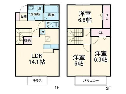ドルチェ浅田(3LDK)の間取り写真