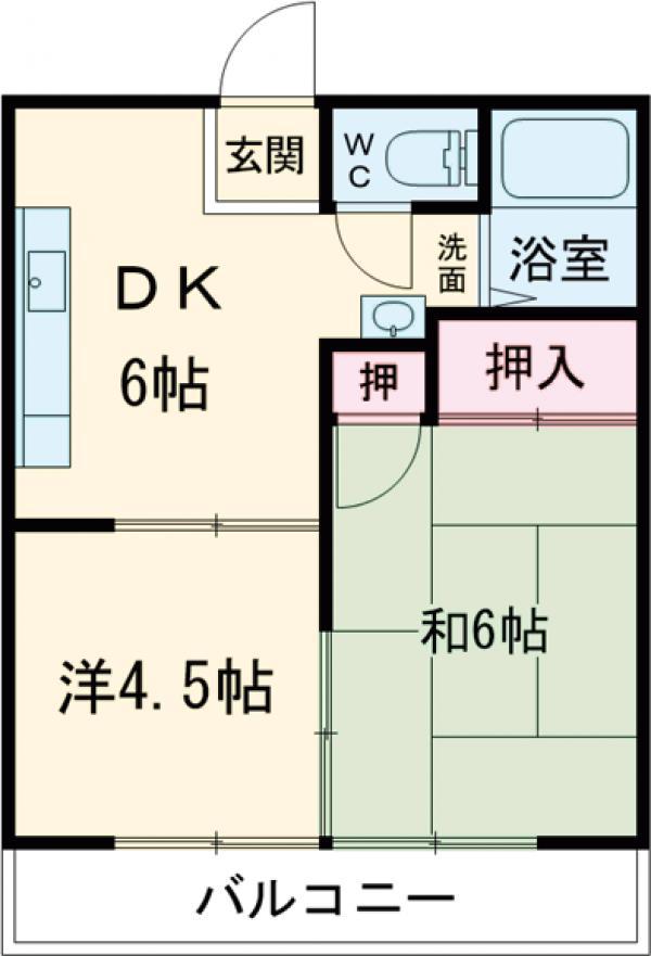 オレンジハウス(2DK/1階)の間取り写真