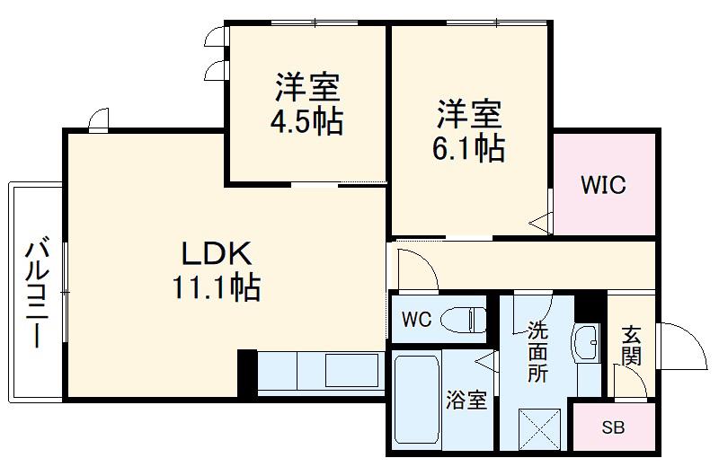 グレイス嵯峨(2LDK/3階)の間取り写真