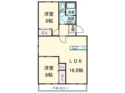 ハイツアデリーヌ(2LDK/5階)の間取り写真