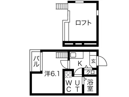 ビルーチェB(1K/2階)の間取り写真