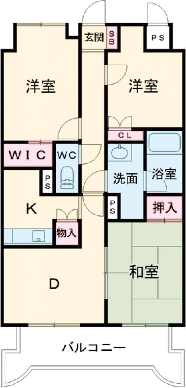 グランスクエア赤塚(3DK/4階)の間取り写真