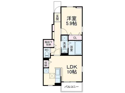 ウッドパークⅡ B(1LDK/1階)の間取り写真