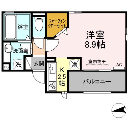 フィオーレ東田(1K/2階)の間取り写真