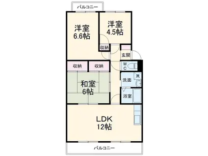 エスポワール(3LDK/3階)の間取り写真