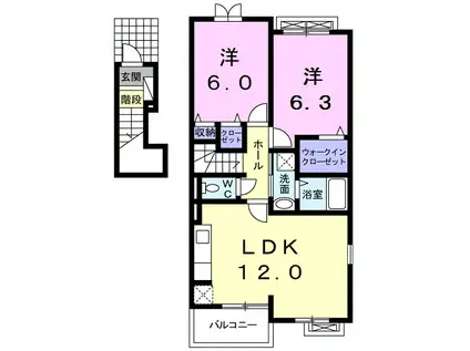 ライグッド Ⅰ(2LDK/2階)の間取り写真