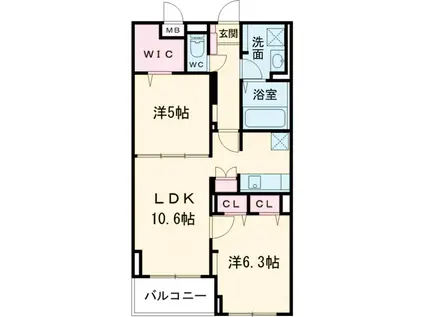 ドエル・コンフォート(2LDK/1階)の間取り写真