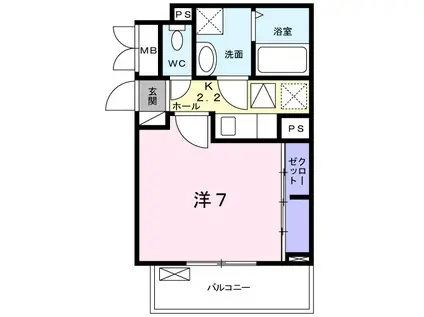 ファー ビヨンド Ⅲ(1K/1階)の間取り写真