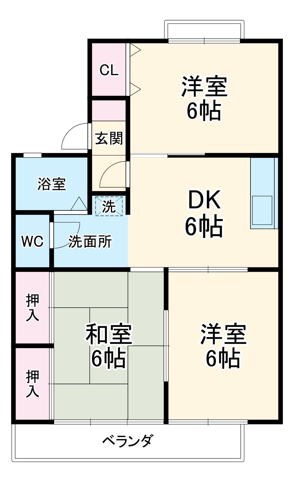 セジュールK(3DK/2階)の間取り写真
