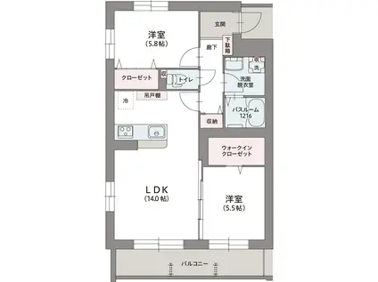 アルカ宮前(2LDK/1階)の間取り写真