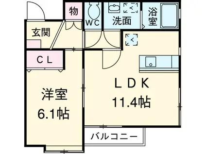 ヴァリエ21(1LDK/2階)の間取り写真