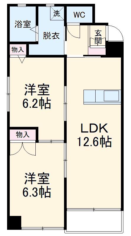 ガウディ オオテ(2LDK/2階)の間取り写真