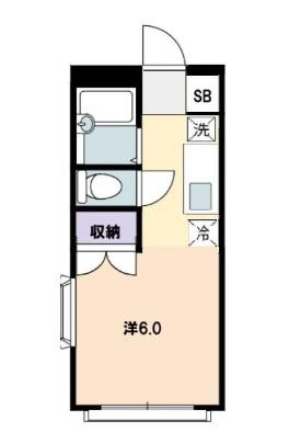 サンブライト(ワンルーム/2階)の間取り写真