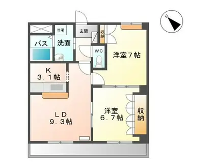 フォレストカワハラ(2LDK/1階)の間取り写真