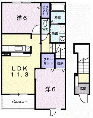 セイバリーⅠ(2LDK/2階)の間取り写真