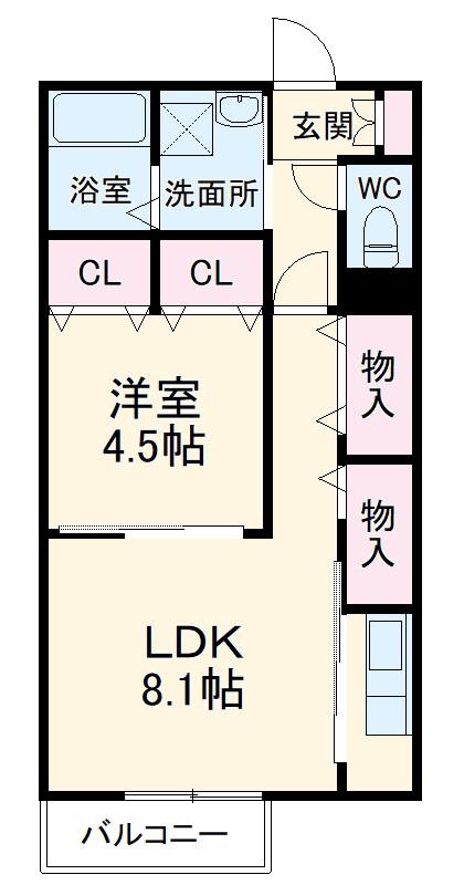 ボヌールⅡ(1LDK/1階)の間取り写真