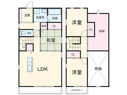 名鉄瀬戸線 三郷駅(愛知) 徒歩14分 2階建 築6年(3SLDK)の間取り写真