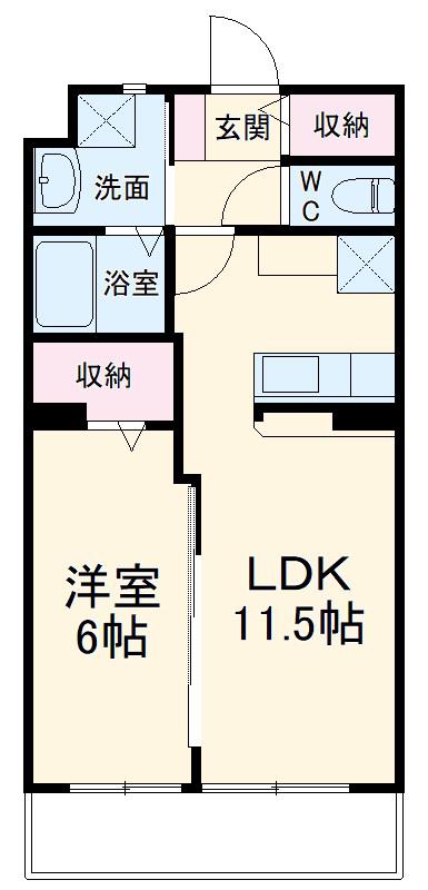 プレージョ元魚(1LDK/1階)の間取り写真