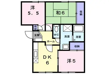 M3蔵波台(3DK/1階)の間取り写真