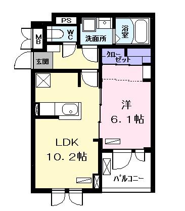 イル・パラディーゾ Ⅱ(1LDK/3階)の間取り写真