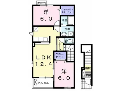 マミーハウスⅡA(2LDK/2階)の間取り写真