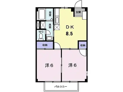 ニューシティハイツ(2DK/2階)の間取り写真