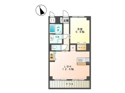 サン アルチェA(1LDK/1階)の間取り写真