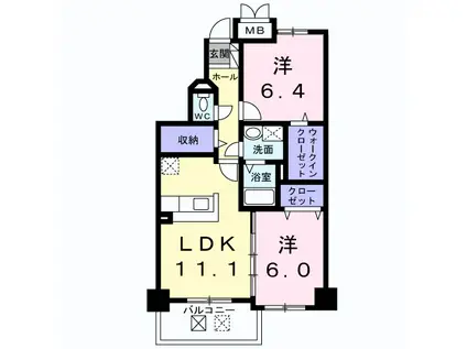 カイラス・ドルフ(2LDK/1階)の間取り写真