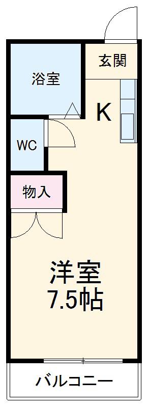 ミノタハイツ上条Ⅰ(1K/3階)の間取り写真