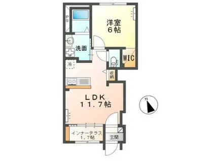 ハッピークローバーⅡ(1LDK/1階)の間取り写真