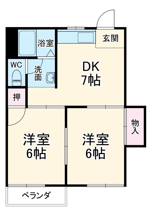コーポ宮田C(2DK/2階)の間取り写真