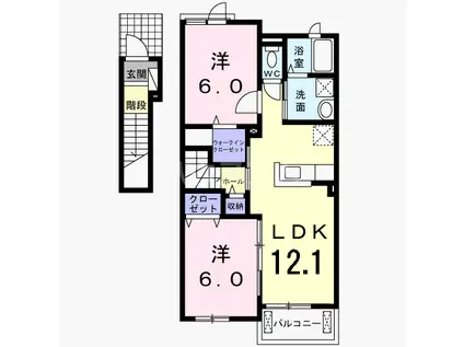 B.F.N 旭Ⅱ(2LDK/2階)の間取り写真